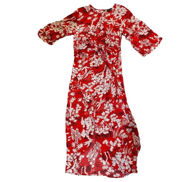 Topshop Dresses & Skirts - Topshop GORGEOUS Red Floral Wrap Dress